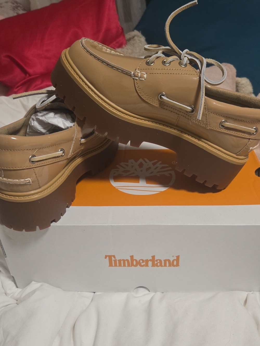 Timberland Women’s Tan and Dark Brown Lug-Soled Boat Shoes BRAND NEW Size 8